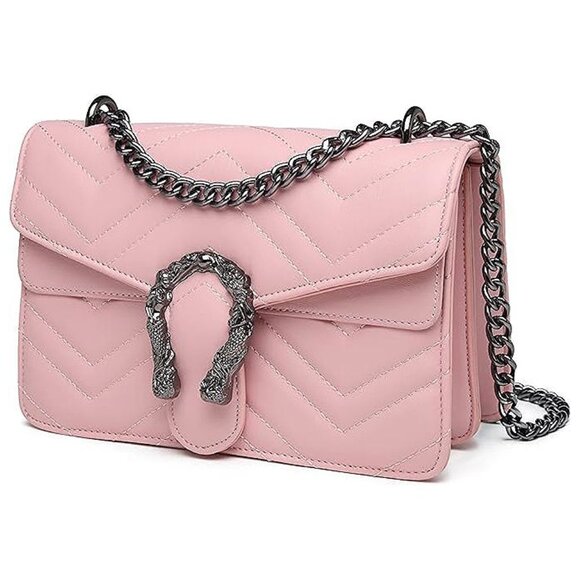 Crossbody Bags for Women Snake Printed Clutch Pink
